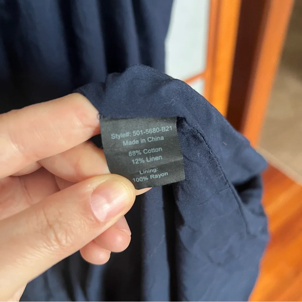 Jenni Kayne Navy Blue Summer Dress XXL Tiered Cotton Linen - Picture 8 of 9
